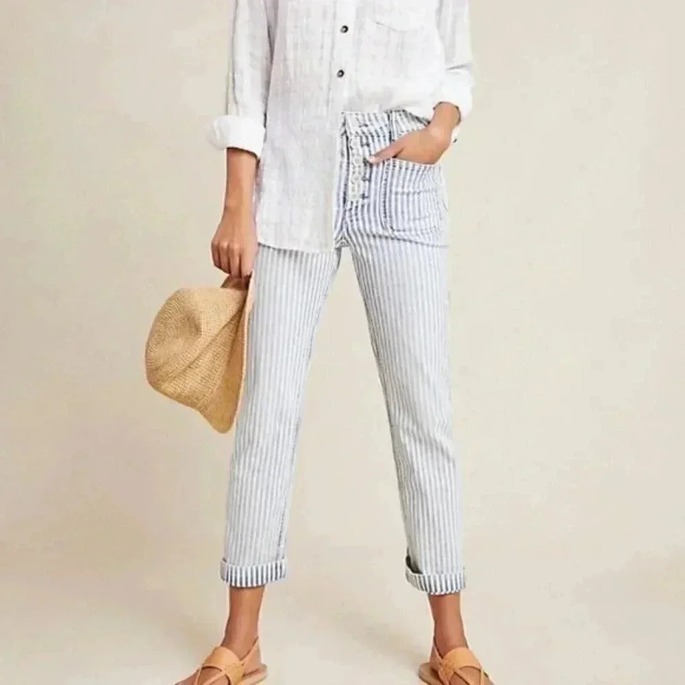 Pilcro & Letterpress High Rise Striped Jeans